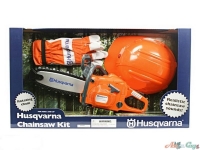 Іграшкова бензопила Husqvarna в комплекті з рукавичками та шоломом